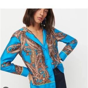 J. Crew Blue Paisley Top